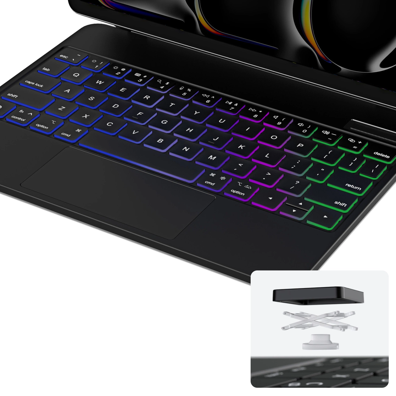 Dux Ducis Keyboard (MK Series) dėklas su „Bluetooth“ klaviatūra, skirtas iPad Pro 11″ 2024 – juodos spalvos aprašymas - Prekės nuotrauka