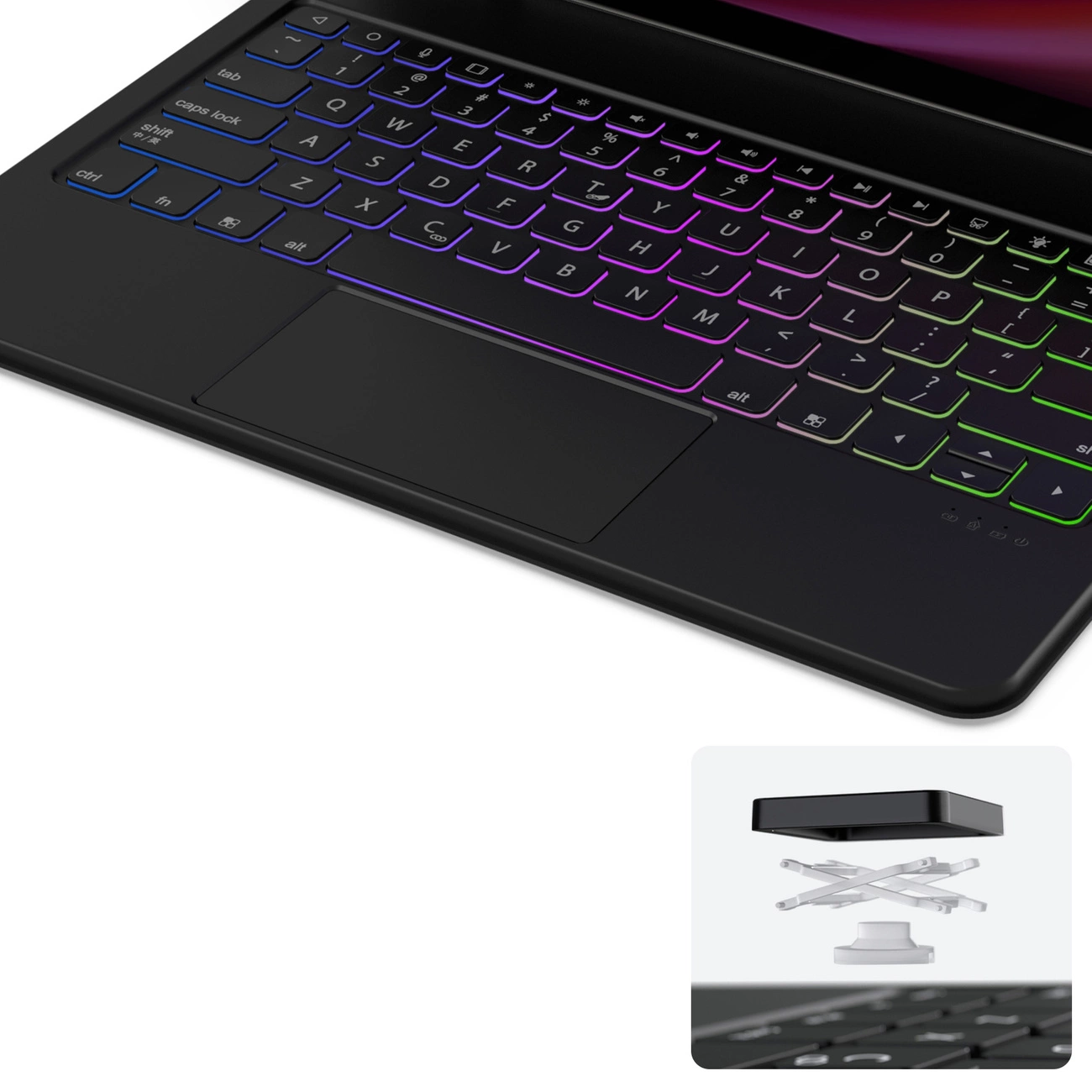 Dux Ducis klaviatūros (MK Series) dėklas su „Bluetooth“ klaviatūra, skirtas Samsung Galaxy Tab S9+ / S8+ / S7+ – juodos spalvos aprašymas - Prekės nuotrauka