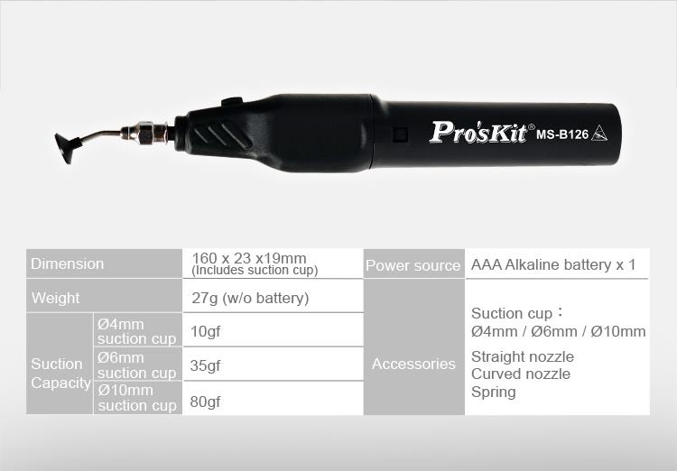 Proskit Elektrinins vakuuminis pritraukėjas SMD komponentams, Pro’sKit aprašymas - Prekės nuotrauka