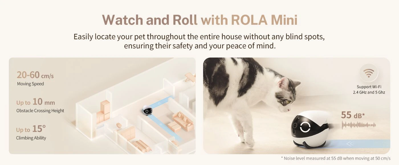 Enabot | ROLA Mini Pet Monitorius | Compact | 3 MP aprašymas - Prekės nuotrauka