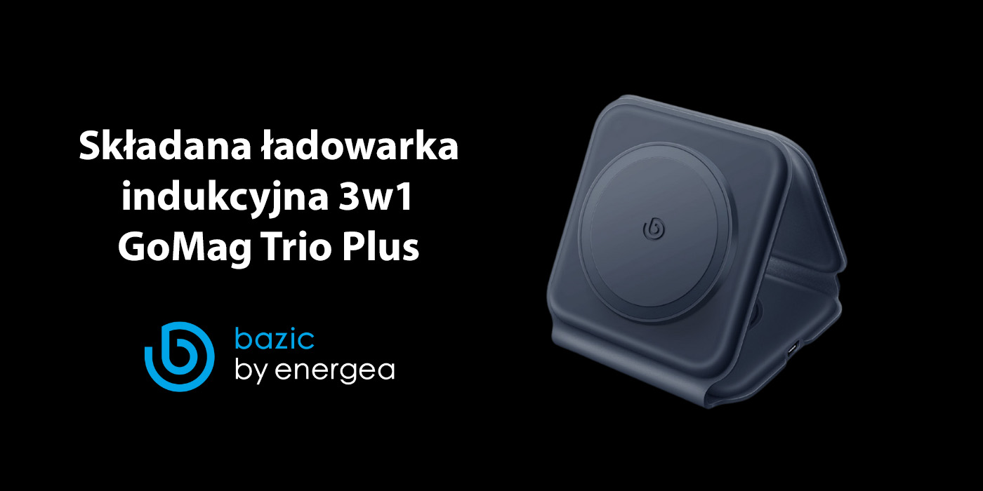 ENERGEA Bazic GoMag Trio Plus kompaktiškas sulankstomas 3-in-1 belaidis įkroviklis 15W greitas įkrovimas tamsiai mėlynas aprašymas - Prekės nuotrauka