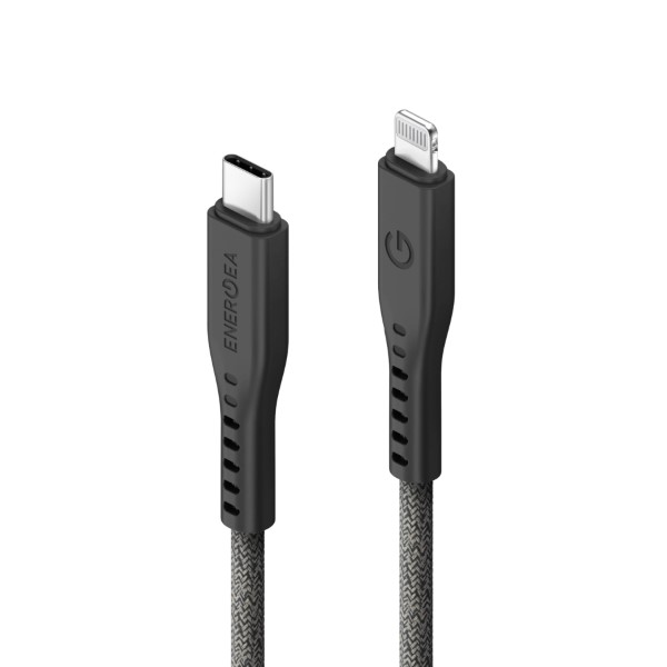 ENERGEA Flow USB-C į Lightning C94 MFI laidas 1.5m juodos spalvos 60W 3A PD greitas įkrovimas aprašymas - Prekės nuotrauka
