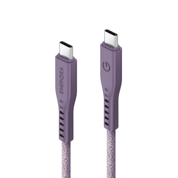 ENERGEA Flow USB-C į USB-C laidas 1.5m violetinės spalvos 240W 5A PD greitas įkrovimas aprašymas - Prekės nuotrauka
