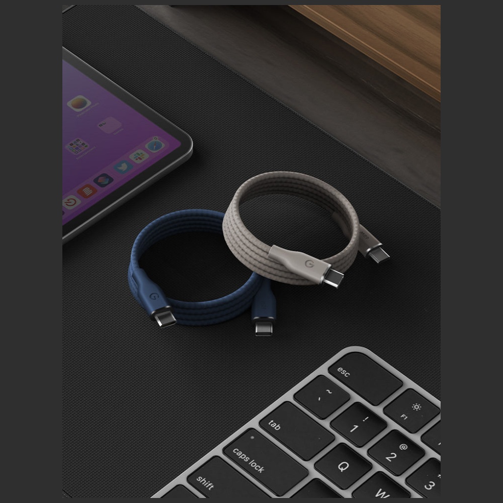Energea Helix 60 magnetinis USB-C į USB-C laidas 480Mbps 60W 1.5m juodos spalvos aprašymas - Prekės nuotrauka