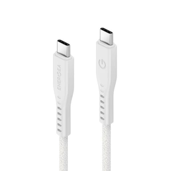 ENERGEA kabelis Flow USB-C - USB-C 1.5m baltos spalvos 240W 5A PD Greitas įkrovimas aprašymas - Prekės nuotrauka