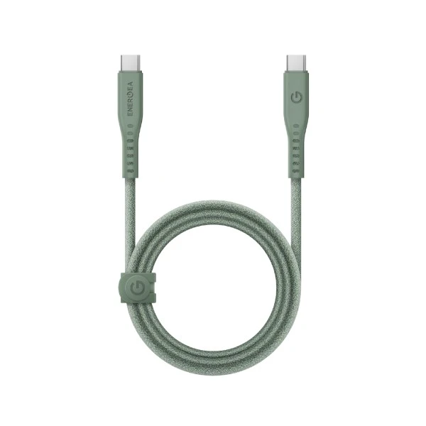ENERGEA kabelis Flow USB-C - USB-C1.5m žalios spalvos 240W 5A PD Fast Charge aprašymas - Prekės nuotrauka
