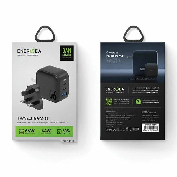 ENERGEA laidinis įkroviklis 1xUSB+2xUSB-CPD-PPS-QC 3.0 66W 2C1A juodos spalvos US+EU Travelite GAN66 aprašymas - Prekės nuotrauka ENERGEA laidinis įkroviklis 1xUSB+2xUSB-CPD-PPS-QC 3.0 66W 2C1A juodos spalvos US+EU Travelite GAN66 aprašymas - Prekės nuotrauka
