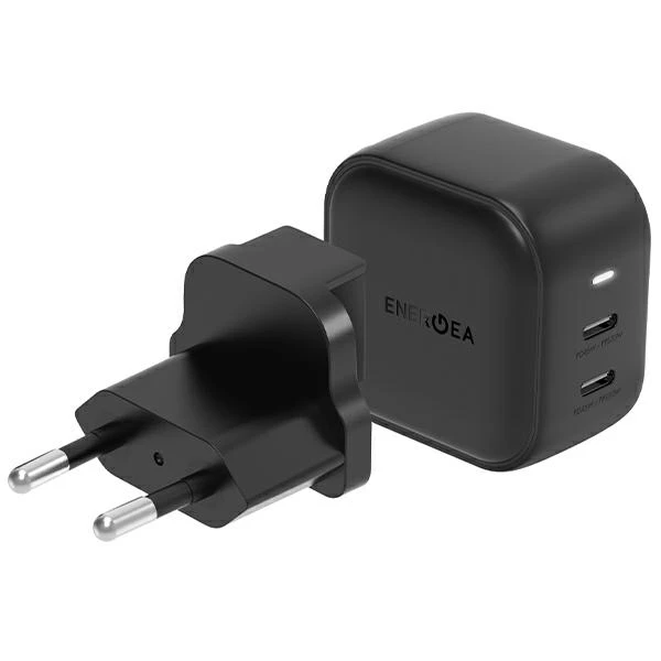 ENERGEA laidinis įkroviklis 2xUSB-C PD-PPS 45W2C juodos spalvos US+EU Travelite GAN45 aprašymas - Prekės nuotrauka ENERGEA laidinis įkroviklis 2xUSB-C PD-PPS 45W2C juodos spalvos US+EU Travelite GAN45 aprašymas - Prekės nuotrauka