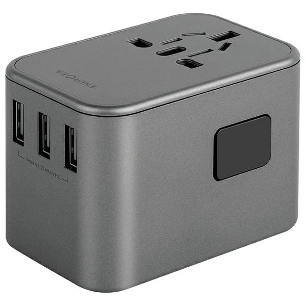 ENERGEA laidinis įkroviklis 3xUSB+2xUSB-CPD-PPS-QC 3.0 35.5W 3A2C adapteris 4in1 US/UA/EU/UK pilkos spalvosl Travelworld aprašymas - Prekės nuotrauka