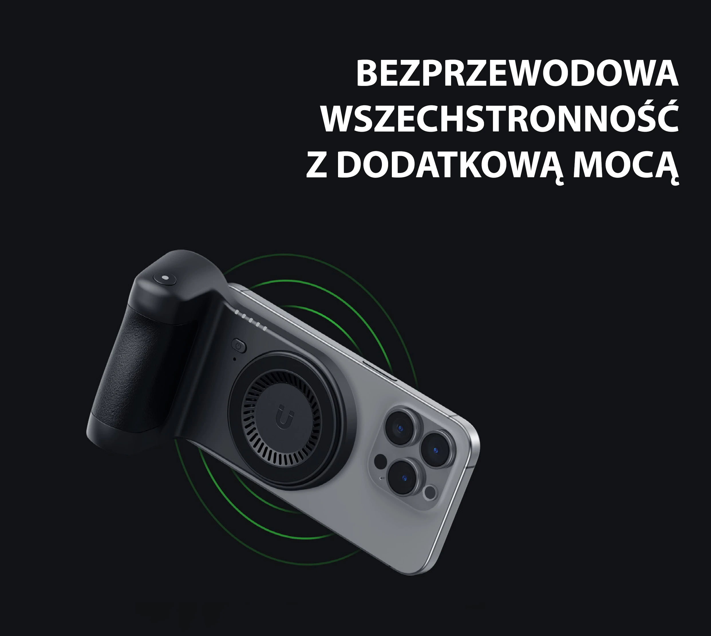Energea laikiklis fotografavimui su įmontuotu powerbank Magear Magcam Grip juodos spalvos MagSafe PG-MCG5K-BLK aprašymas - Prekės nuotrauka