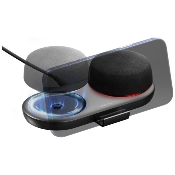 Kompiuterio kolonėlės Energea Magaudio Aura dvigubi „Bluetooth“ garsiakalbiai su prijungimo stotele, juodi aprašymas - Prekės nuotrauka