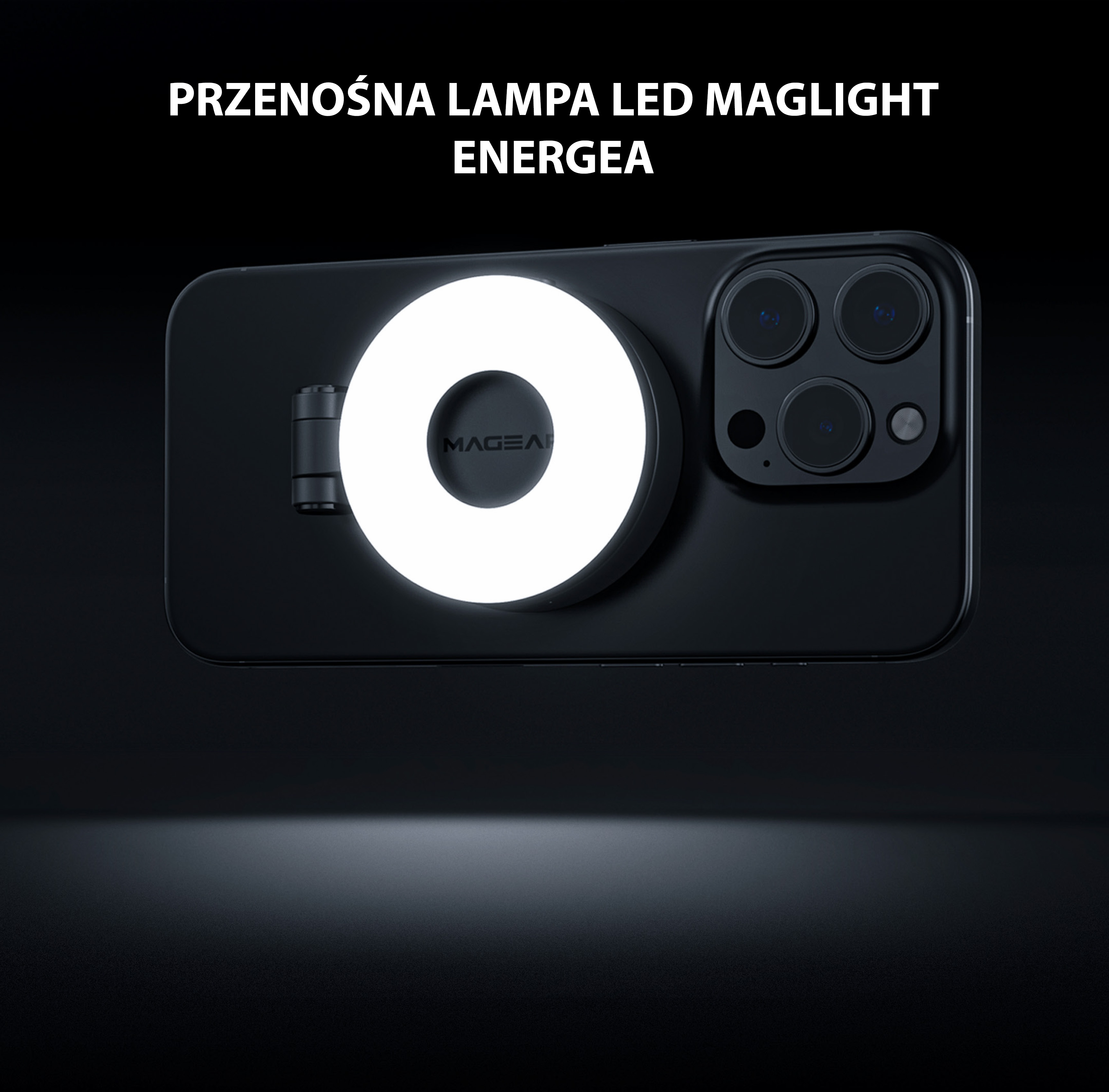 Bez Marki ENERGEA nešiojamas LED šviestuvas Magear MagLight, juodos spalvos, suderinamas su MagSafe PG-MGLT-BLK aprašymas - Prekės nuotrauka