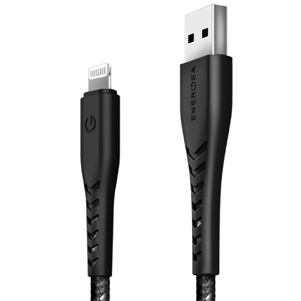 ENERGEA Nyloflex USB – Lightning laidas įkrovimui ir duomenų sinchronizavimui C89 MFI 1.5m juodos spalvos aprašymas - Prekės nuotrauka
