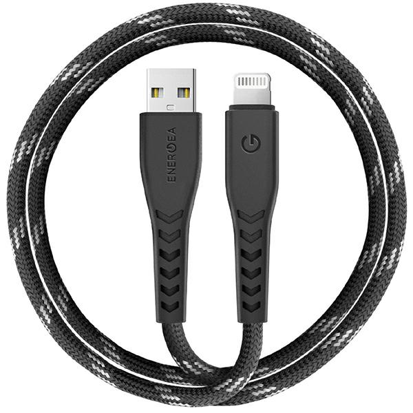 ENERGEA Nyloflex USB – Lightning laidas įkrovimui ir duomenų sinchronizavimui C89 MFI 1.5m juodos spalvos aprašymas - Prekės nuotrauka