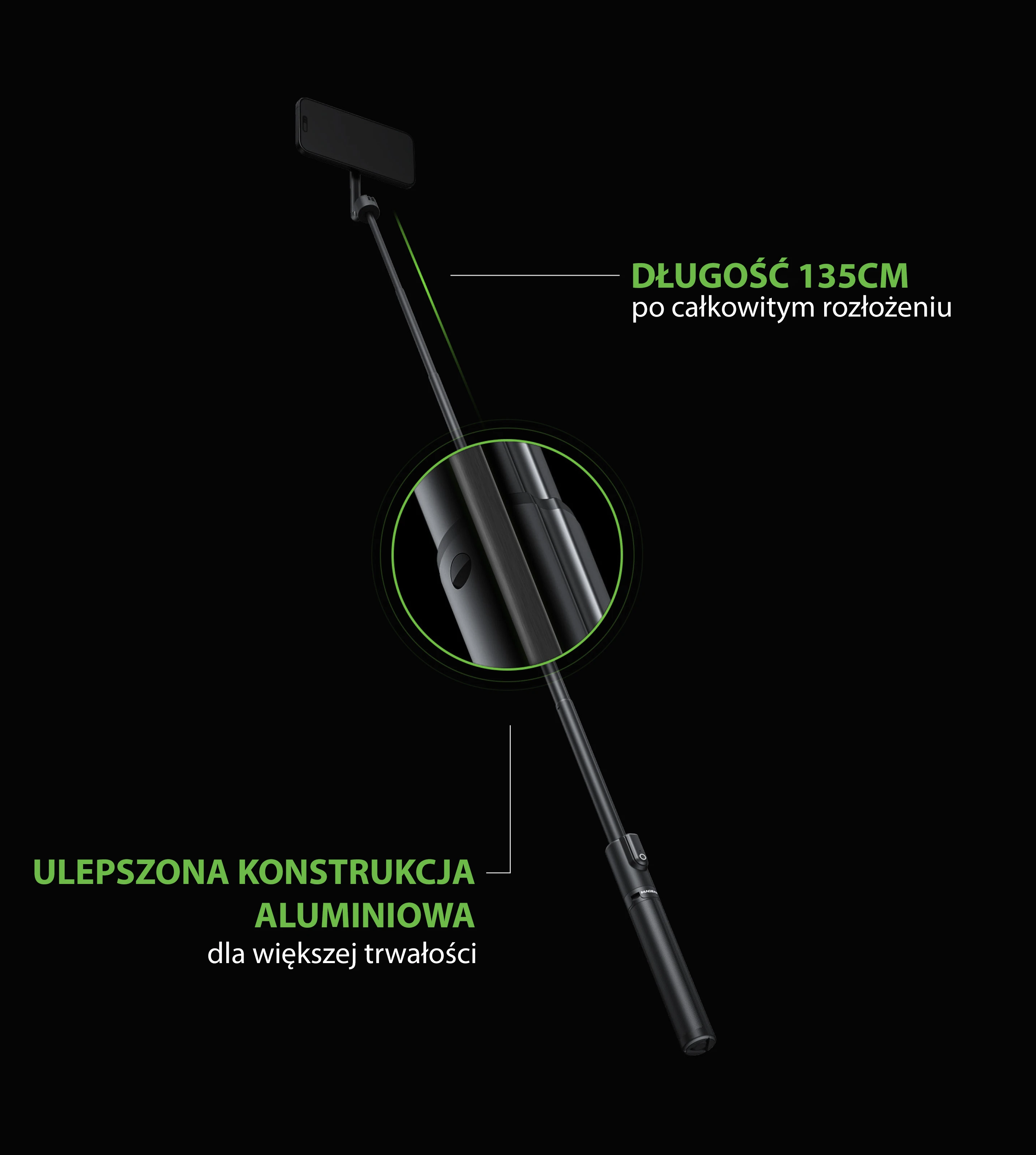 Energea Selfie Stick Bluetooth MagearMagPod juodos spalvos MagSafe Tripod PG-MGPOD-BLK aprašymas - Prekės nuotrauka Energea Selfie Stick Bluetooth MagearMagPod juodos spalvos MagSafe Tripod PG-MGPOD-BLK aprašymas - Prekės nuotrauka