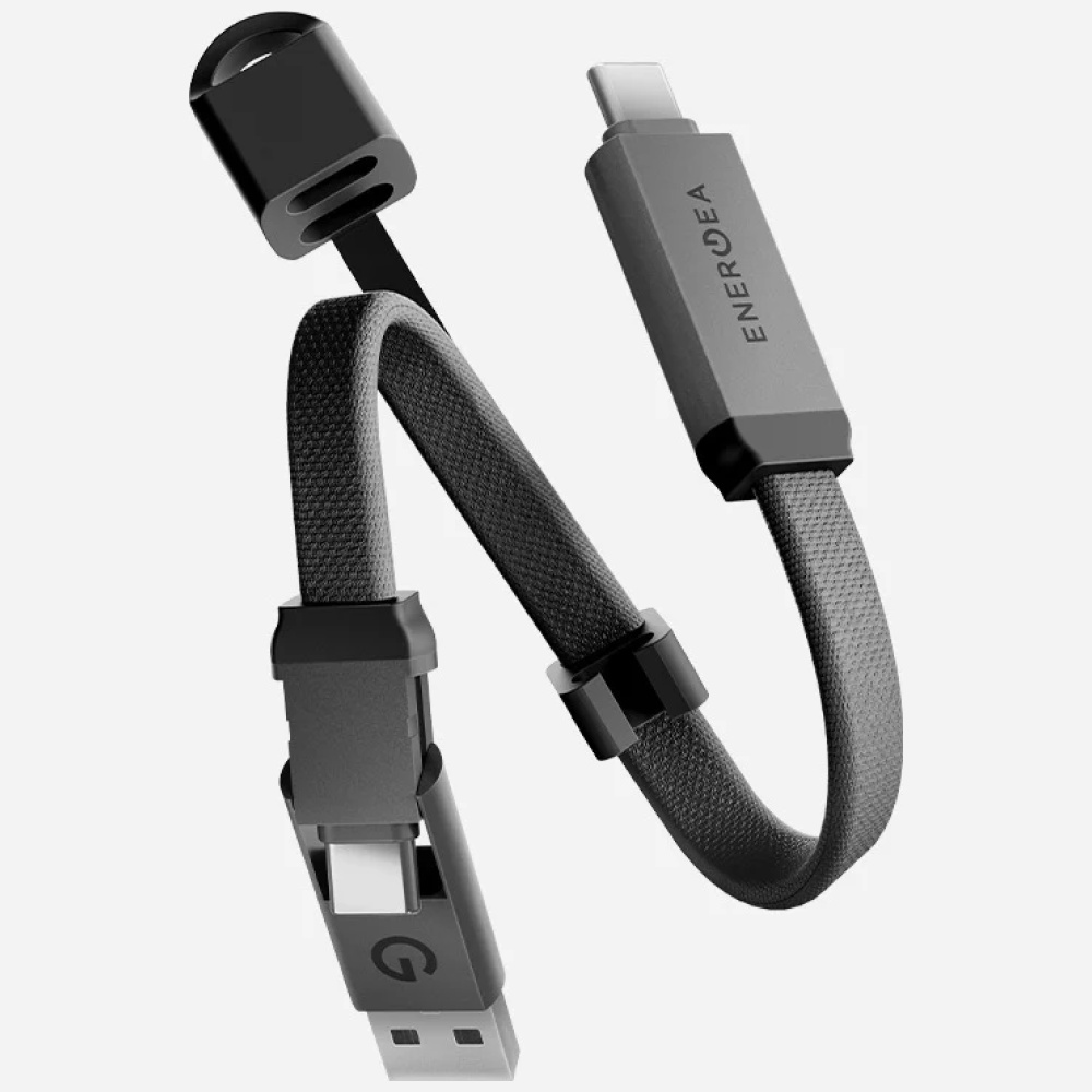 Energea Sheath Key 2-in-1 Kabelis USB-C į USB-C/USB-A 480Mbps 60W 15cm gunmetal aprašymas - Prekės nuotrauka