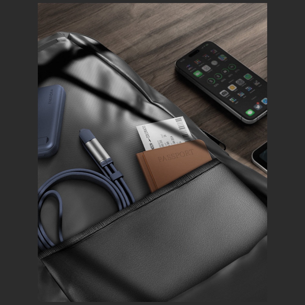Energea Sheath Travel 2-in-1 laidas USB-C į USB-C/USB-A 480Mbps 60W 1.2m mėlynas aprašymas - Prekės nuotrauka
