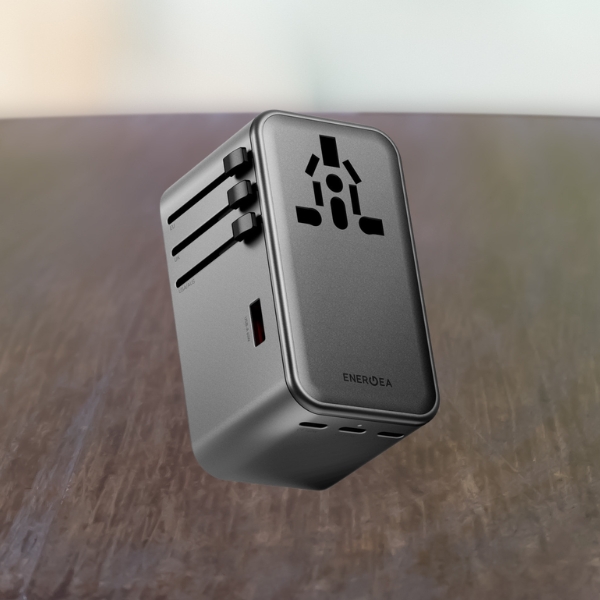 Energea TravelWorld adapteris GaN 160W PD 3x USB-C / USB-A Gunmetal sieninis įkroviklis aprašymas - Prekės nuotrauka