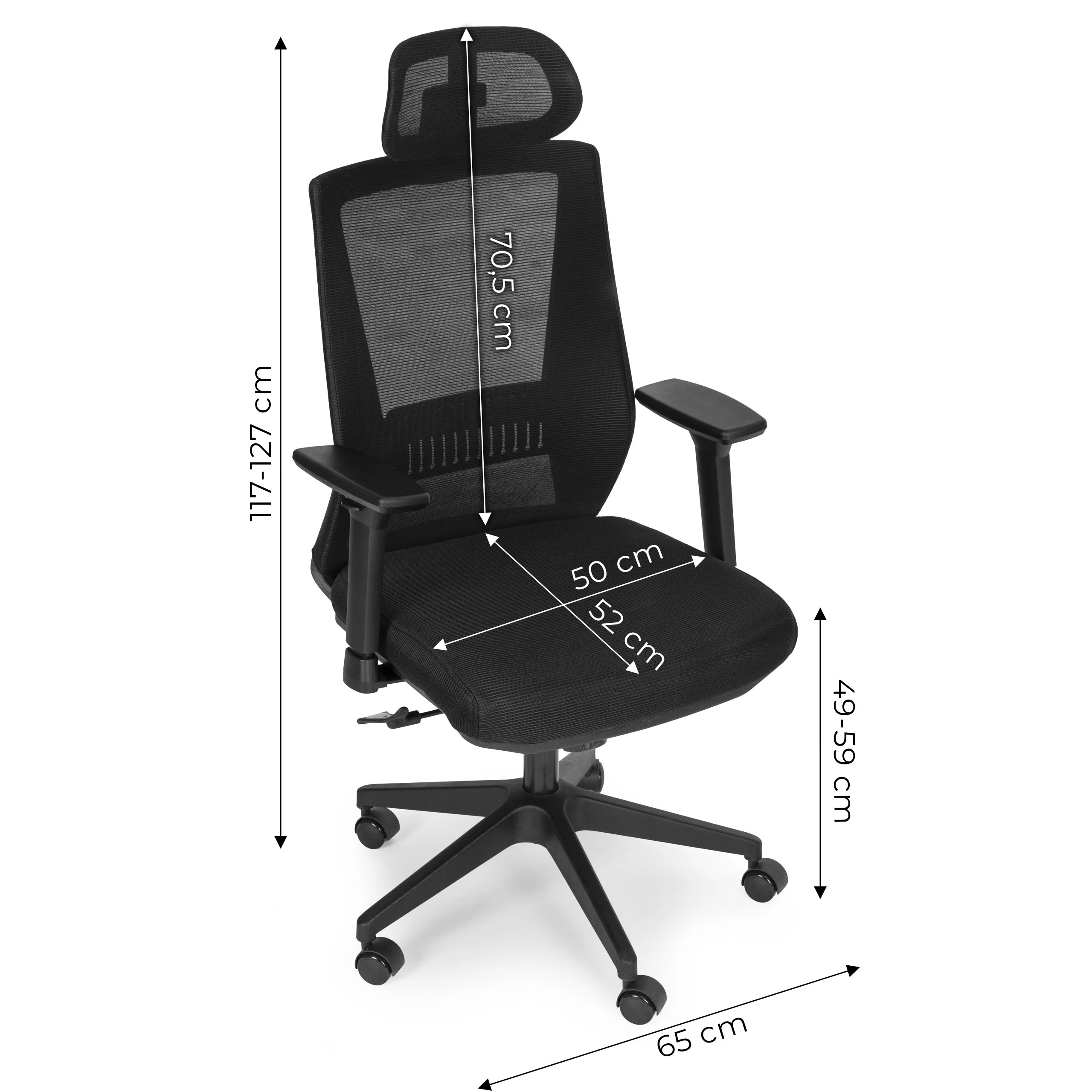 Ergonomiškas pasukamas biuro kėdė, reguliuojamo aukščio, juoda, ModernHome aprašymas - Prekės nuotrauka