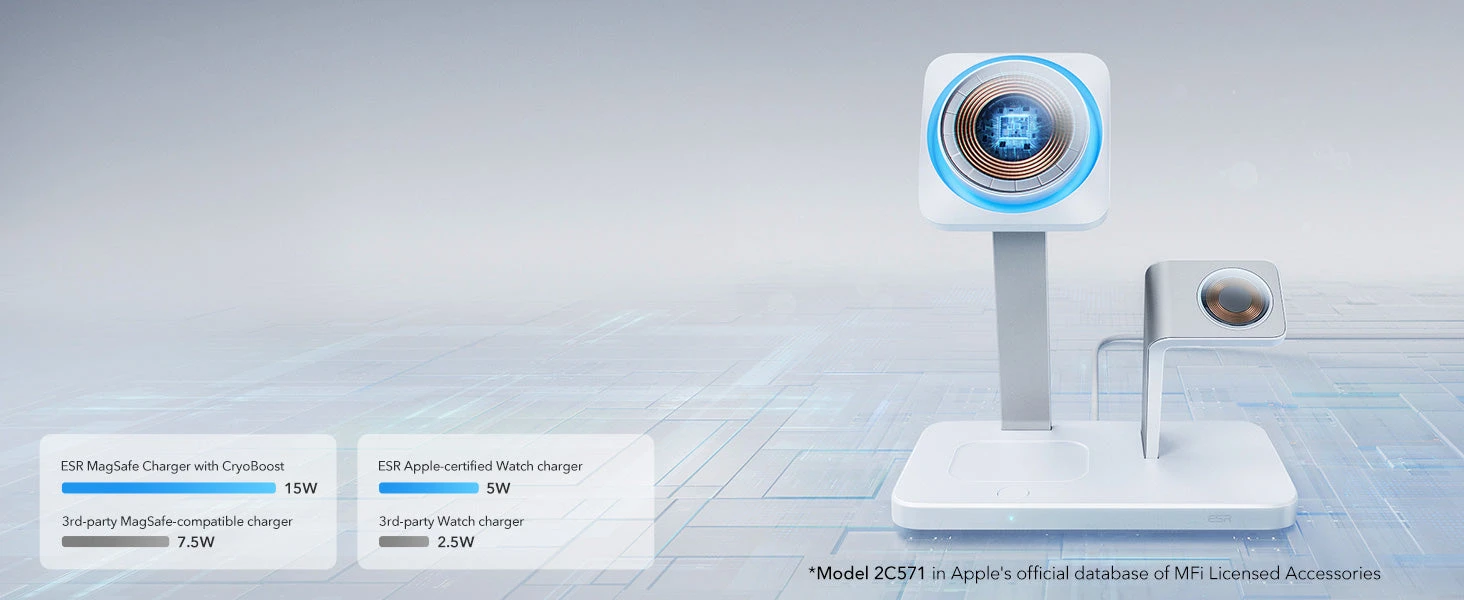 ESR 25W 3-in-1 belaidis įkroviklis su MagSafe + CryoBoost aprašymas - Prekės nuotrauka