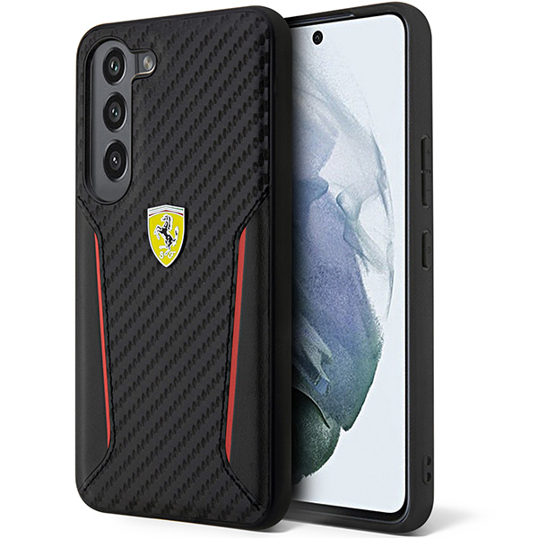 Ferrari FEHCS23MNPYK S23+ S916 juodos spalvos kietas dėklas Carbon Contrast Edges aprašymas - Prekės nuotrauka