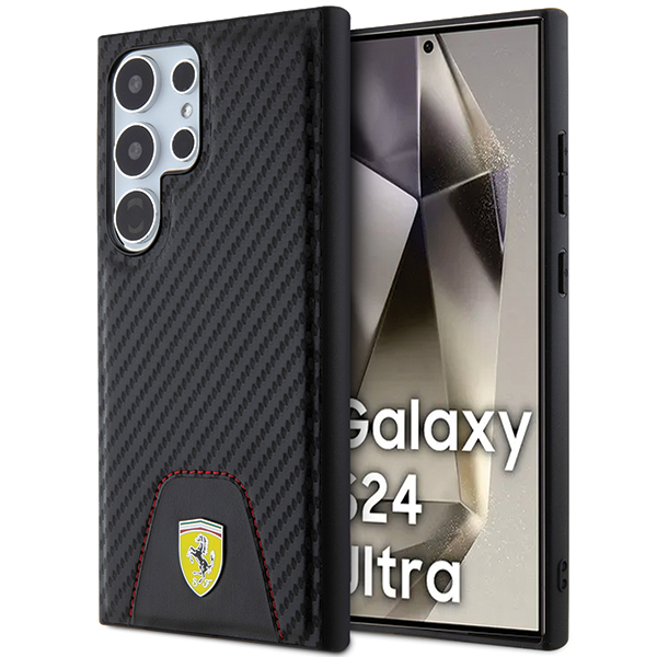 Ferrari FEHCS24LN3 PUK S24 Ultra S928 juodos spalvos kietas dėklas Carbon Stitched Bottom aprašymas - Prekės nuotrauka