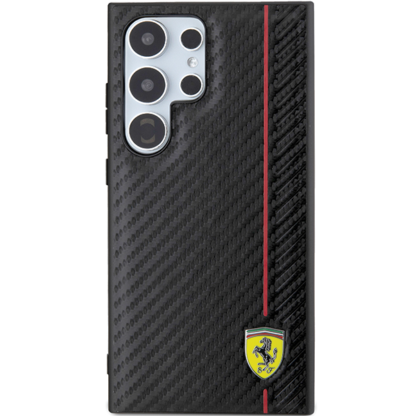 Ferrari FEHCS24MN3DUR S24+ S926 juodos spalvos kietas dėklas Carbon Printed Line aprašymas - Prekės nuotrauka