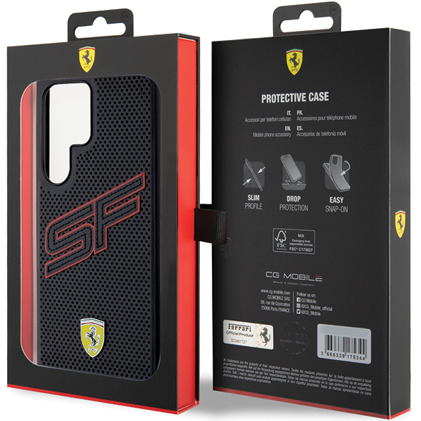Ferrari FEHCS24MPINK S24+ S926 juodos spalvos kietas dėklas Big SF Perforated aprašymas - Prekės nuotrauka