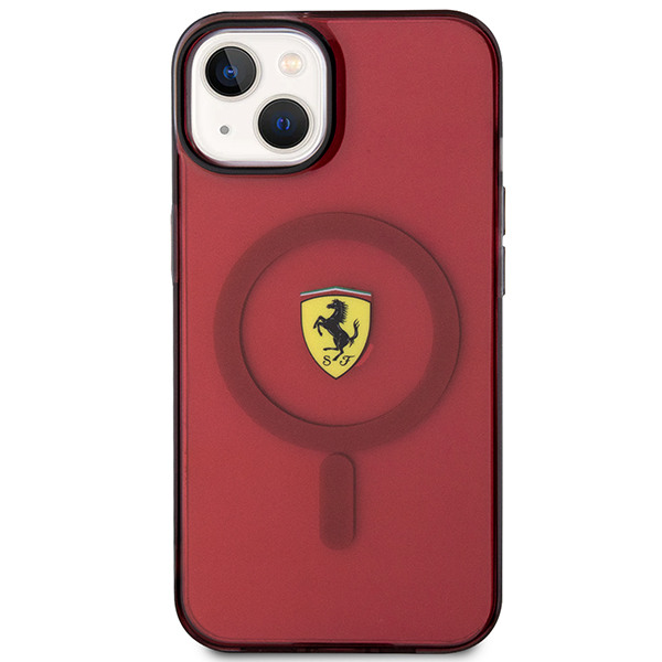 Ferrari FEHMP14SURKR Apple iPhone 14 / 15 / 13 6.1″ red kietas dėklas Translucent Magsafe aprašymas - Prekės nuotrauka Ferrari FEHMP14SURKR Apple iPhone 14 / 15 / 13 6.1″ red kietas dėklas Translucent Magsafe aprašymas - Prekės nuotrauka