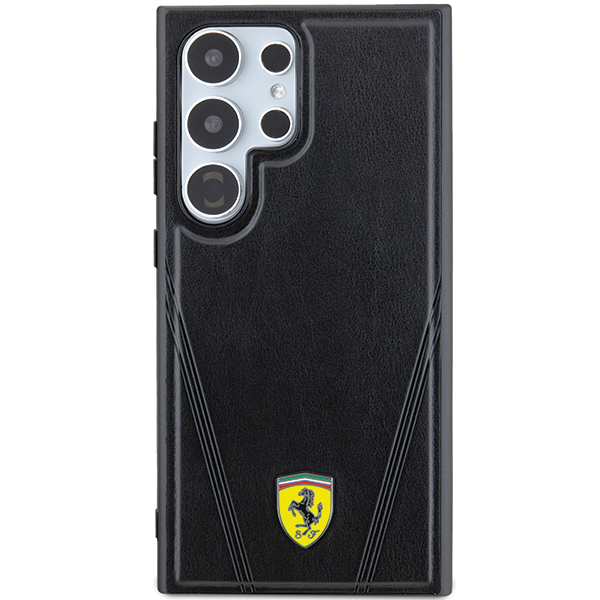 Ferrari FEHMS24MP3BAK S24+ S926 juodos spalvos kietas dėklas Hot Stamp V Lines MagSafe aprašymas - Prekės nuotrauka
