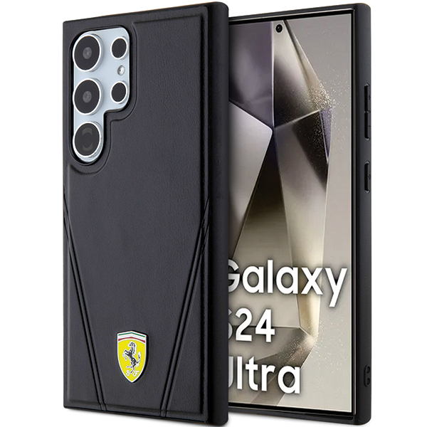 Ferrari FEHMS24MP3BAK S24+ S926 juodos spalvos kietas dėklas Hot Stamp V Lines MagSafe aprašymas - Prekės nuotrauka