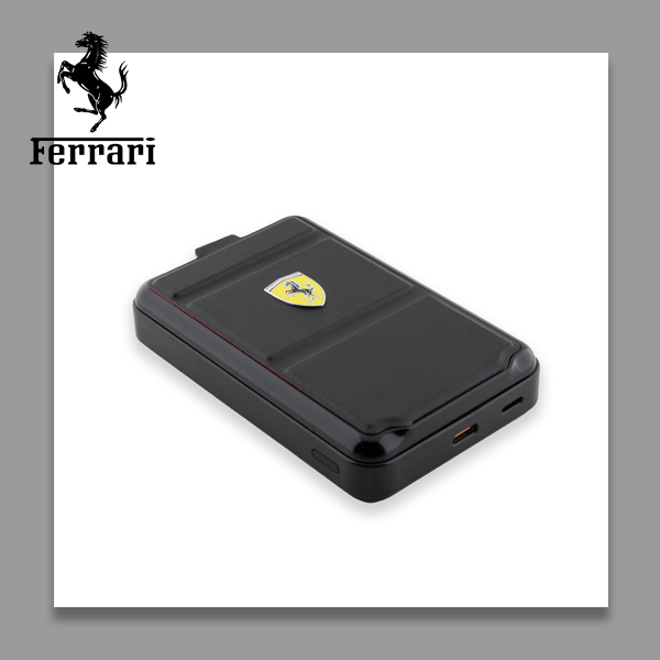 Ferrari Powerbank belaidis 15WFEPB10MSPLEK 10000 mAh su stovo funkcija, juodos spalvos, Metal Logo MagS aprašymas - Prekės nuotrauka