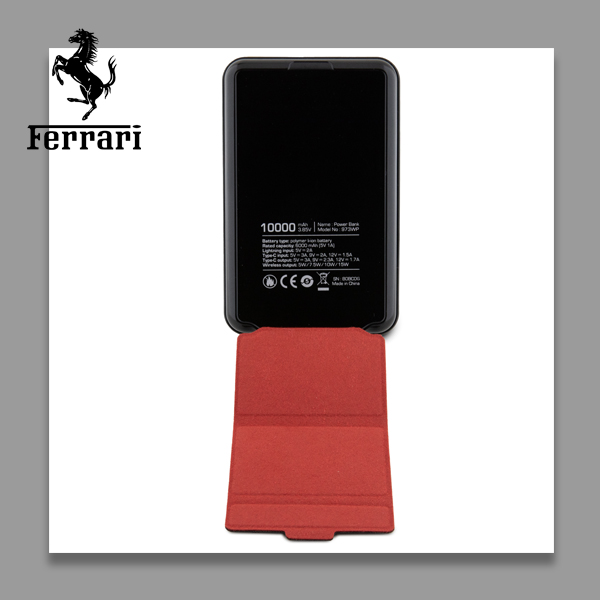 Ferrari Powerbank belaidis 15WFEPB10MSPLEK 10000 mAh su stovo funkcija, juodos spalvos, Metal Logo MagS aprašymas - Prekės nuotrauka