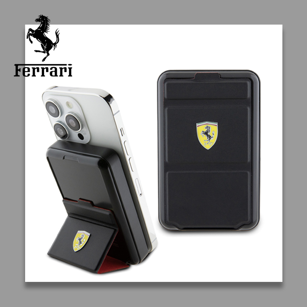Ferrari Powerbank belaidis 15WFEPB10MSPLEK 10000 mAh su stovo funkcija, juodos spalvos, Metal Logo MagS aprašymas - Prekės nuotrauka