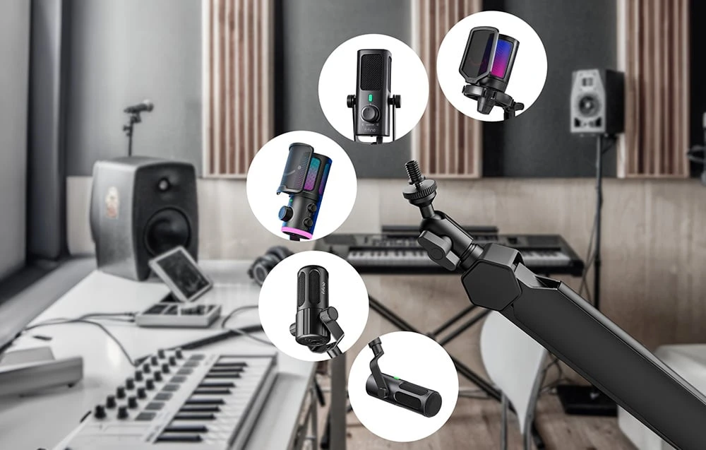 Fifine BM66 mikrofonas desk stand juodos spalvos aprašymas - Prekės nuotrauka