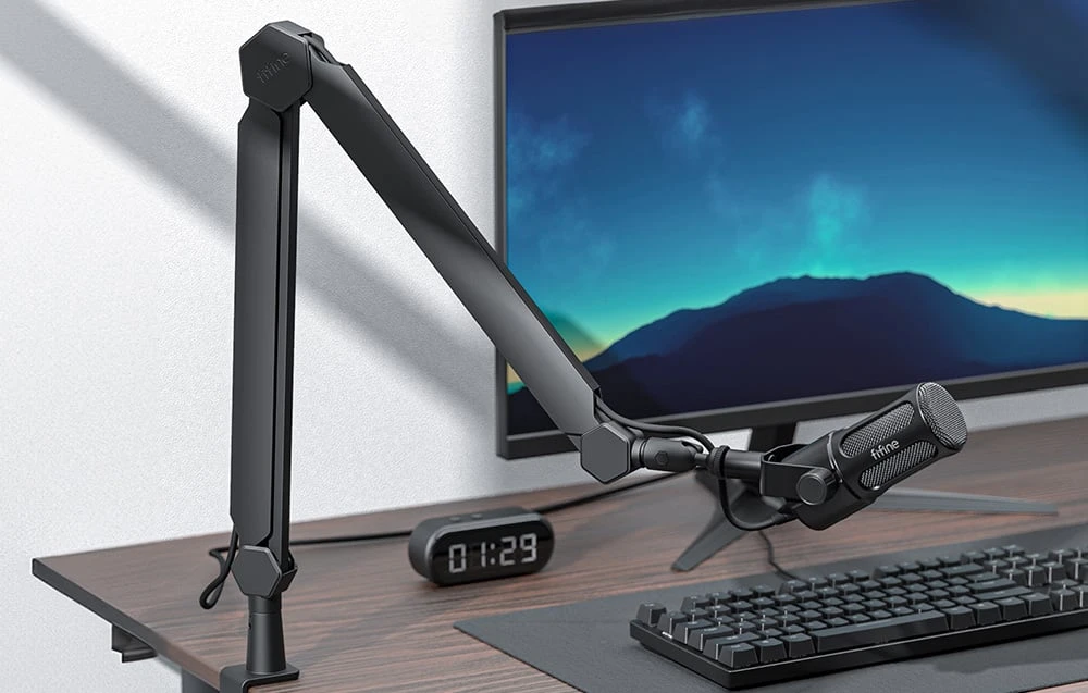 Fifine BM66 mikrofonas desk stand juodos spalvos aprašymas - Prekės nuotrauka