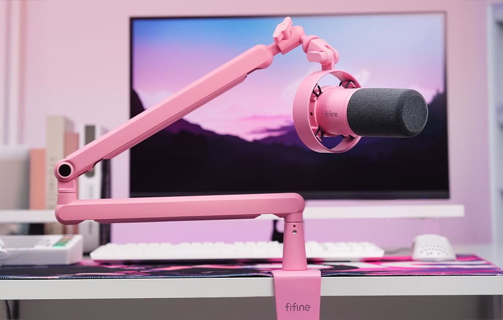 Fifine K688P dinaminis mikrofonas rožinės spalvos aprašymas - Prekės nuotrauka