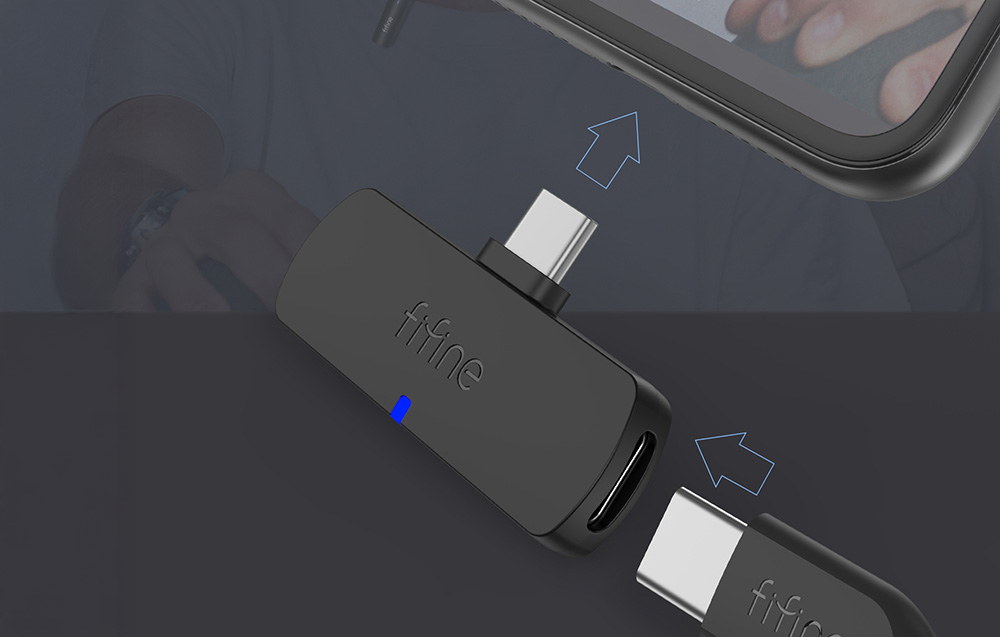Fifine M6 USB-C belaidis prisegamas mikrofonas, juodos spalvos aprašymas - Prekės nuotrauka