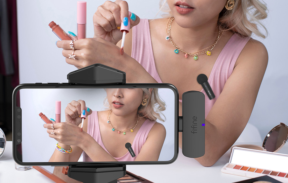 Fifine M6 USB-C belaidis prisegamas mikrofonas, juodos spalvos aprašymas - Prekės nuotrauka