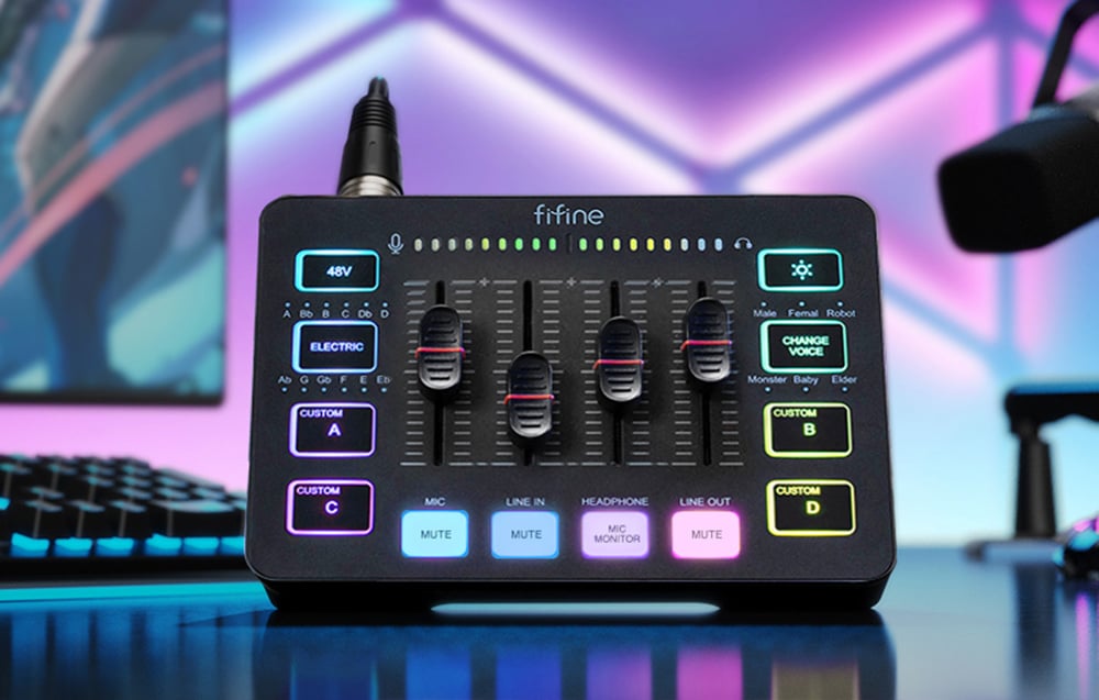 Fifine SC3 audio mixer juodos spalvos aprašymas - Prekės nuotrauka