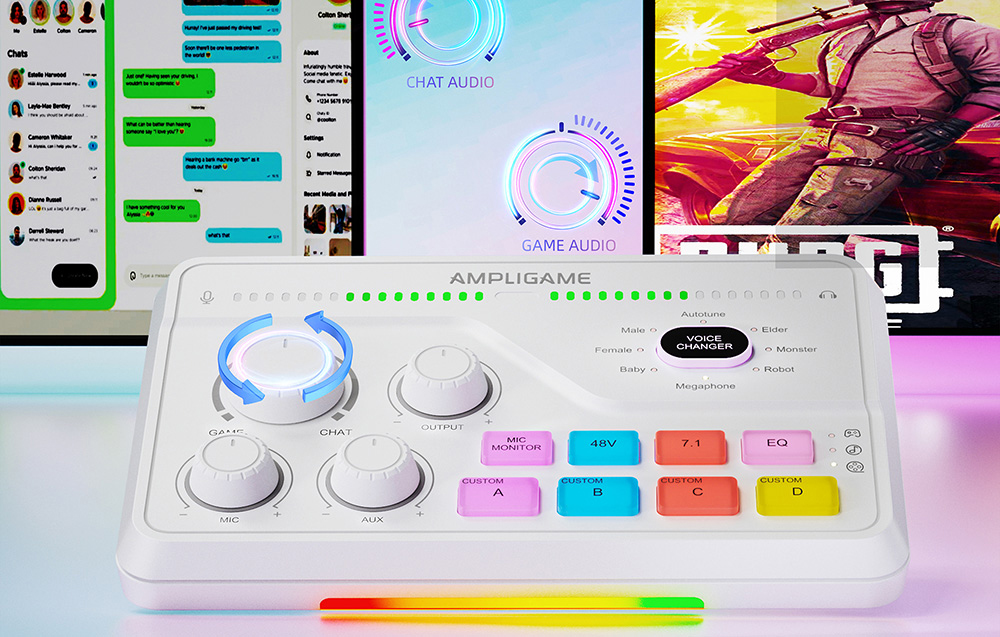 FIFINE AmpliGame SC8W Audio mikšerinis pultas | USB aprašymas - Prekės nuotrauka