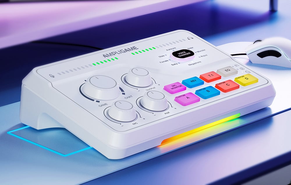 FIFINE AmpliGame SC8W Audio mikšerinis pultas | USB aprašymas - Prekės nuotrauka