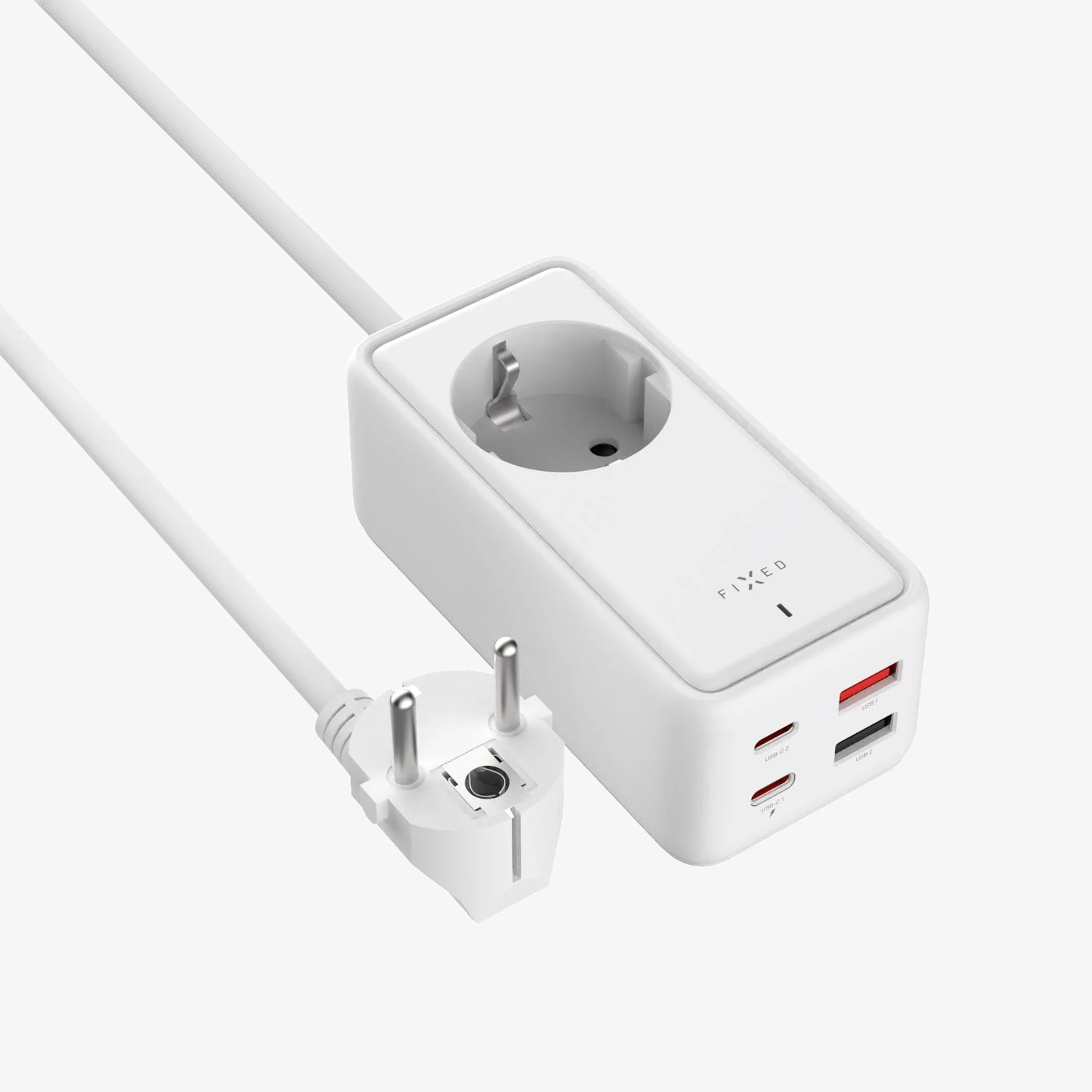 Fixed Fiksuoto įkrovimo maitinimo adapteris su 2x USB-C ir 2x USB, GaN III, 1,5 m, PD 65 W | FIXCS65-1.5-WH aprašymas - Prekės nuotrauka