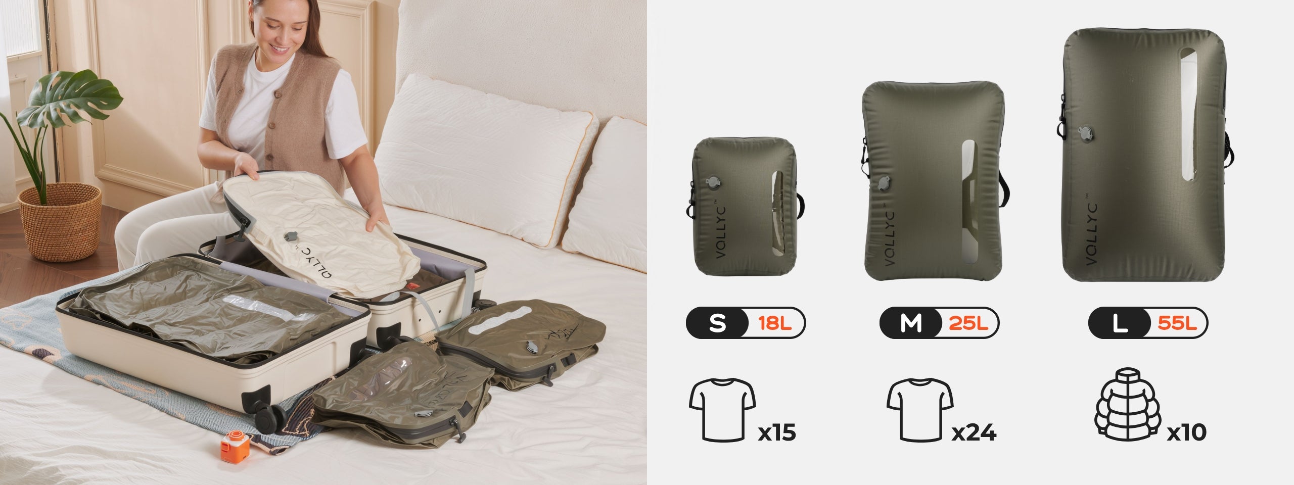 Vacuum Bags Flextail EzyPack laikymo krepšys S, žalias aprašymas - Prekės nuotrauka