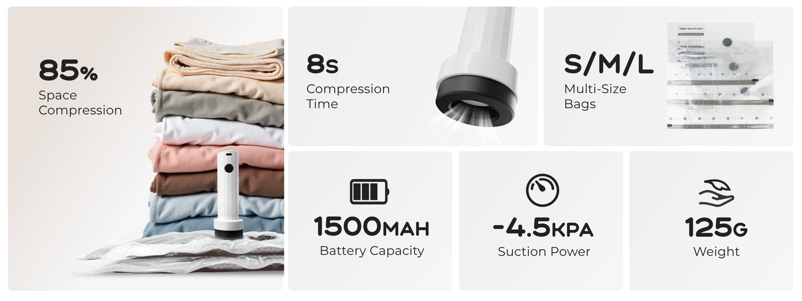 Vacuum Bags Flextail Nano krepšių rinkinys, 3 vnt. aprašymas - Prekės nuotrauka