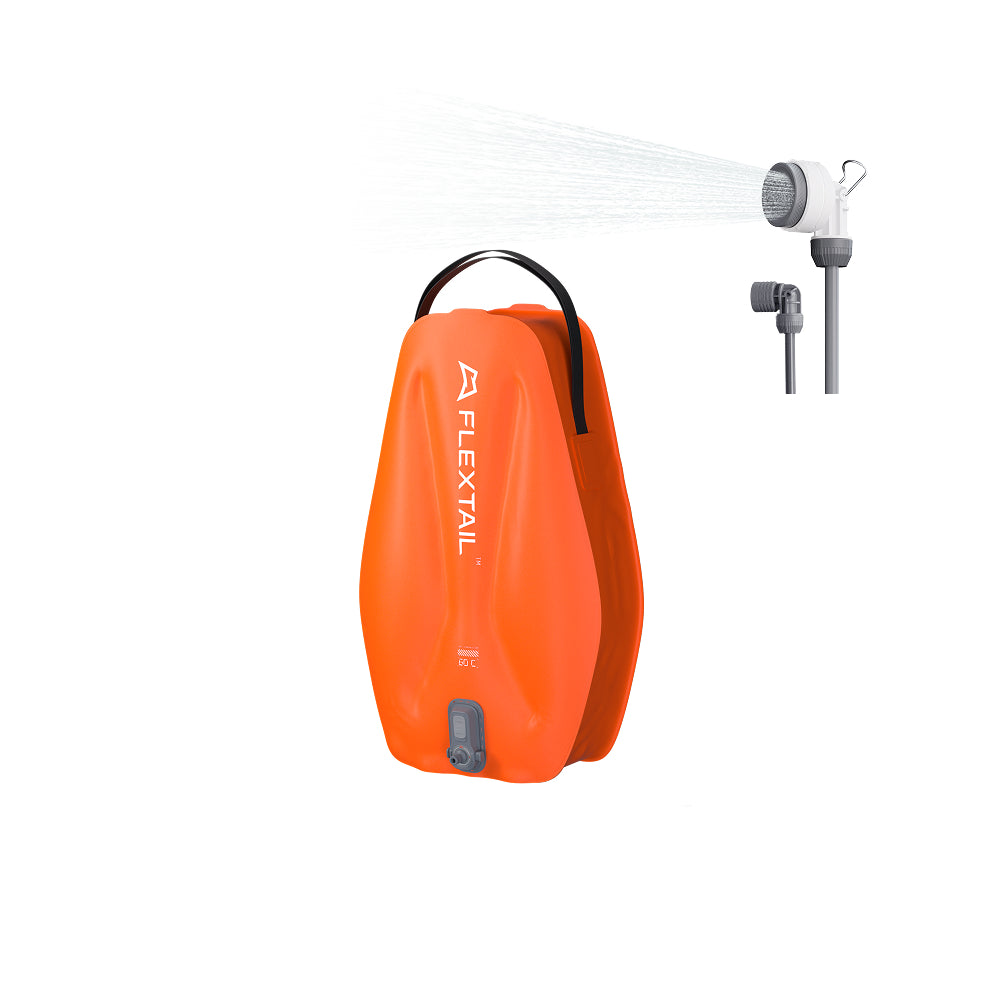 Camping Showers Flextail Tiny Shower vandens krepšys, oranžinis aprašymas - Prekės nuotrauka