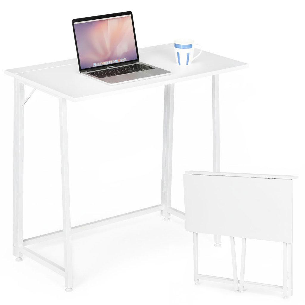 Foldable Computer Desk 80×45 cm Nešiojamas kompiuteris Table Baltas ModernHome aprašymas - Prekės nuotrauka