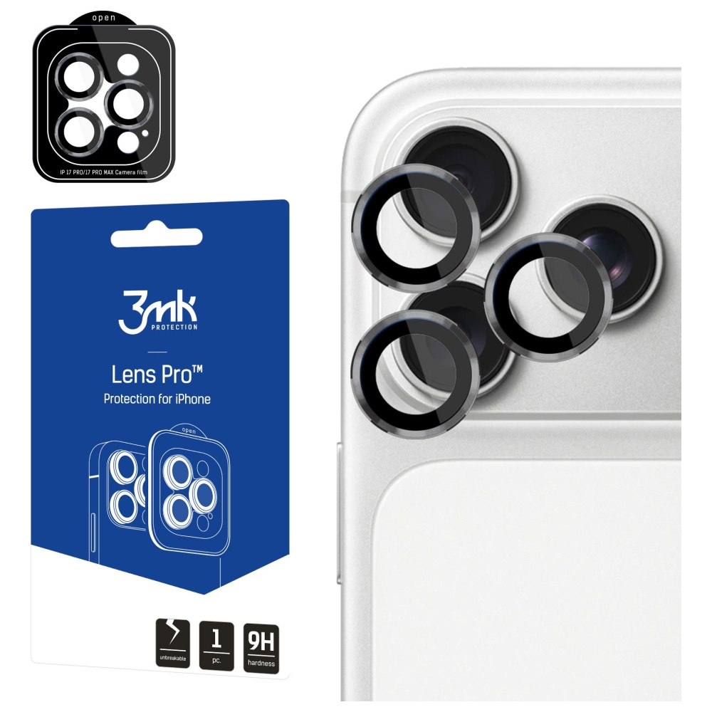 Fotoaparato objektyvo apsauga 3MK Lens Protection Pro, skirta iPhone 17 Pro / 17 Pro Max, pilka aprašymas - Prekės nuotrauka
