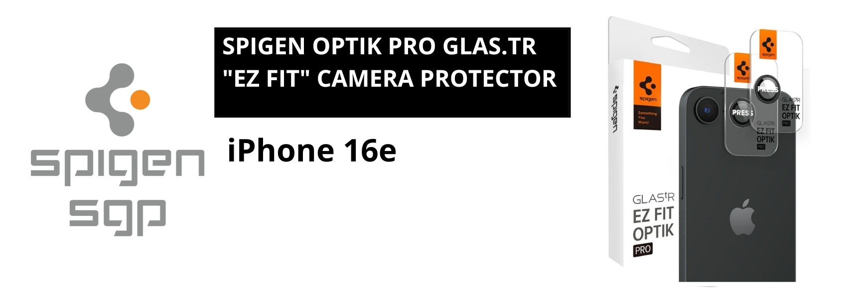 Fotoaparato objektyvo apsauga Spigen Optik Pro Glas.TR „EZ FIT” Camera Protector 2 vnt. skirta iPhone 16e, juoda aprašymas - Prekės nuotrauka