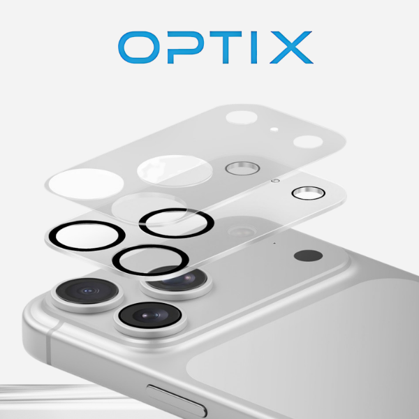 Fotoaparato objektyvo apsauga UNIQ Optix Clearshield Frameguard, skirta iPhone 18 Pro, visiškai skaidri, su aplikatoriumi aprašymas - Prekės nuotrauka